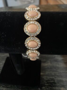 Macy's Gold-Tone Bracelet with Blush Pink Stones and Crystal Accents